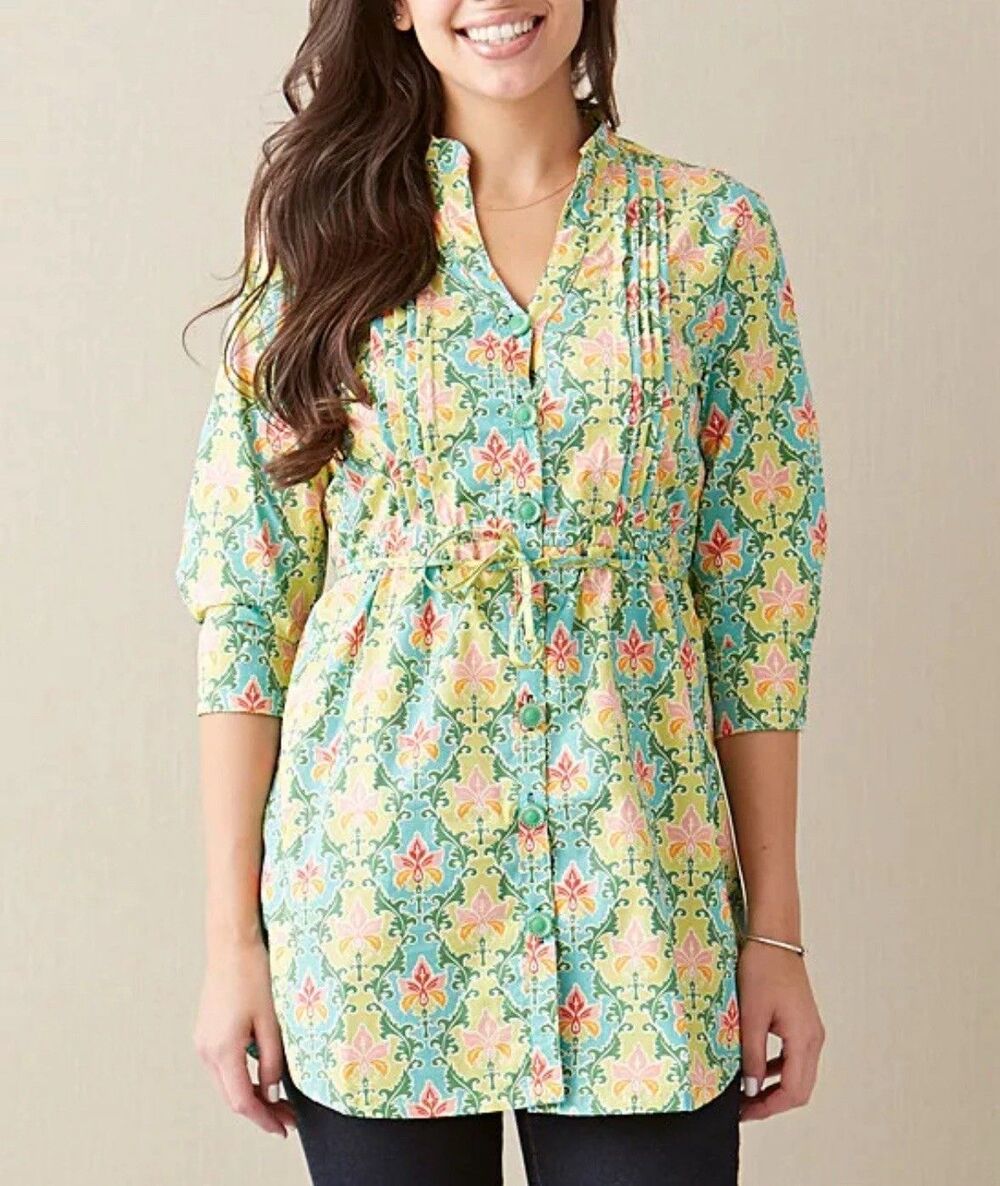 Matilda Jane It's a Wonderful Parade Green Acres Top Floral Women's Medium